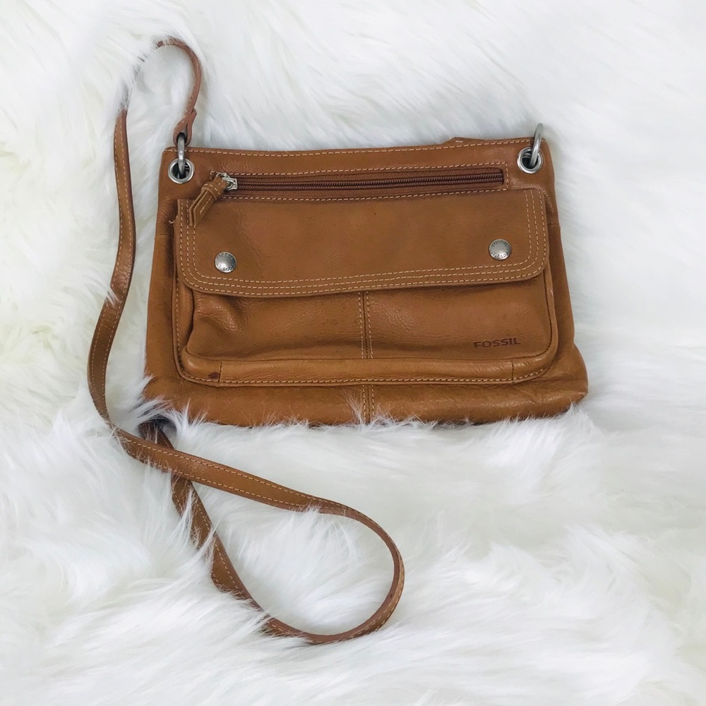 Fossil | Tan Camel Leather Crossbody Bag